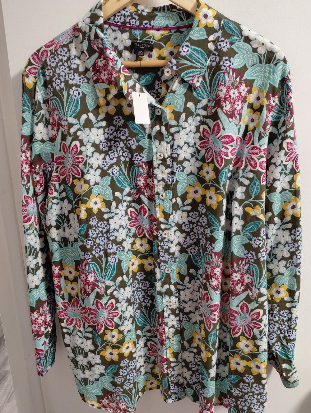 Talbots Women's Floral Button-Up Shirt Cotton Multicolor Print